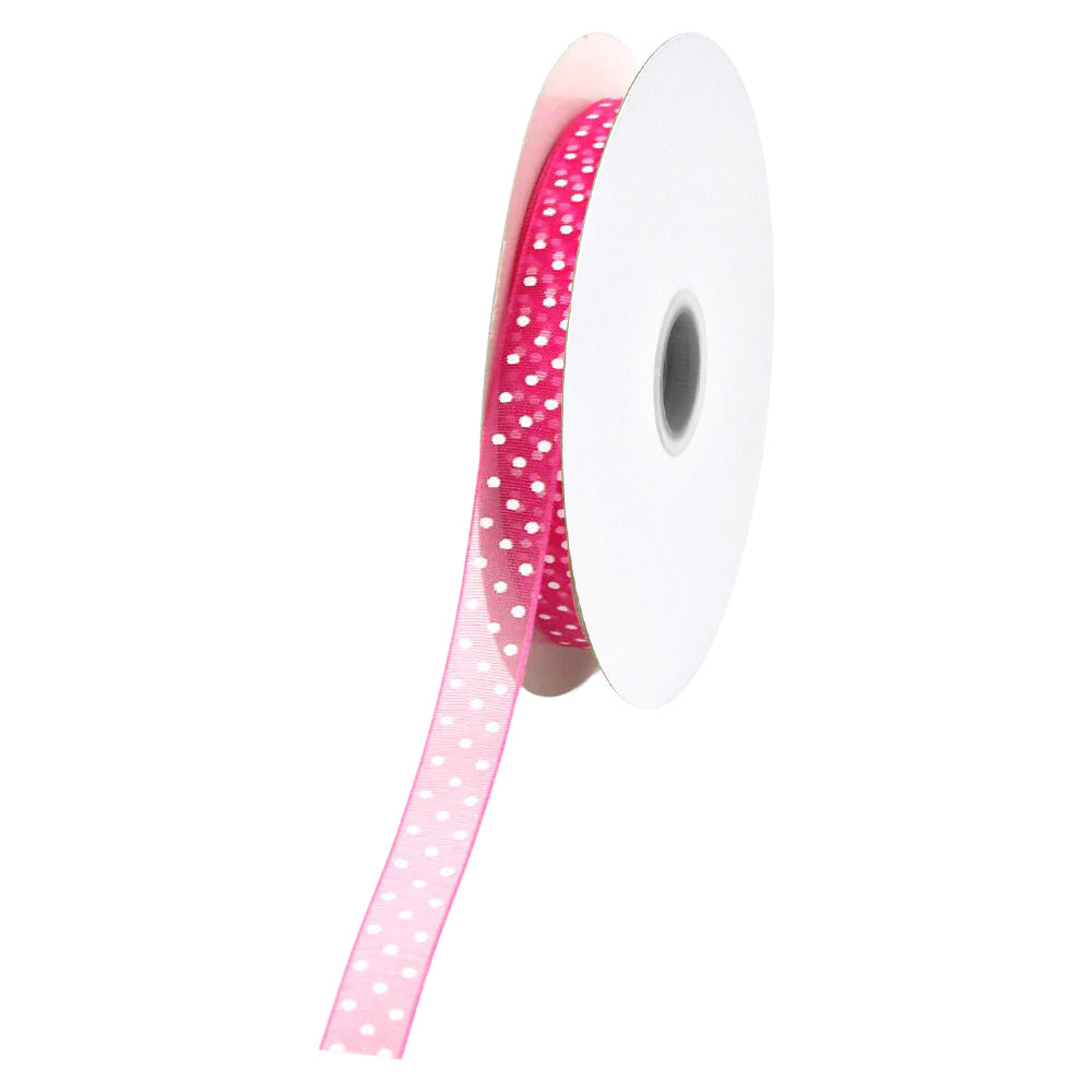 Swiss Polka Dots Sheer Organza Ribbon, 3/8-inch, 25-yard