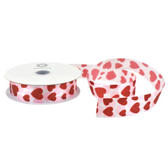 Valentine's Day Glitter Hearts Polka Dots Ribbon, 7/8-inch, 10-yard