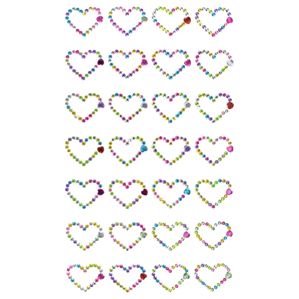 Gemstone Dainty Hearts Craft Stickers, 3/4-inch, 28-count