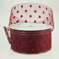 Organza Polka Dots Wired Ribbon, 2-Inch, 50-Yard