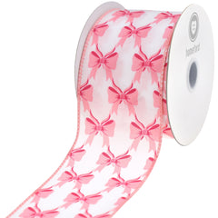 Patterned Pretty Bows Satin Wired Ribbon, 10-yard