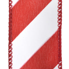 Christmas Candy Cane Glossy Stripe Wired Ribbon, 10-yard