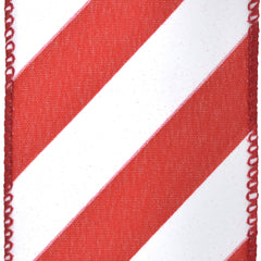 Christmas Candy Cane Glossy Stripe Wired Ribbon, 10-yard