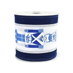 Christmas Chinoiserie Nutcracker Velvet Edge Wired Ribbon, 10-yard