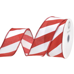 Christmas Candy Cane Glossy Stripe Wired Ribbon, 10-yard