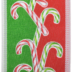 Christmas Candy Cane Dual Stripe Wired Ribbon, 10-yard