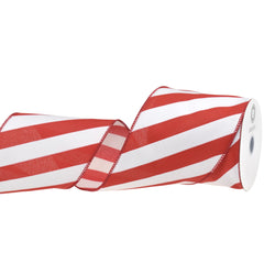 Christmas Candy Cane Glossy Stripe Wired Ribbon, 10-yard