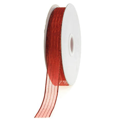 Sheer Metallic Stripe Corsage Ribbon, 5/8-inch, 50-yard