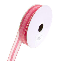 Sheer Metallic Iridescent Edge Natalia Ribbon, 5/8-Inch, 25-Yards