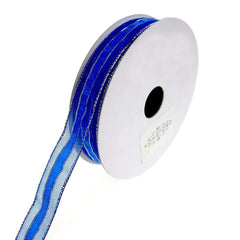 Sheer Metallic Iridescent Edge Natalia Ribbon, 5/8-Inch, 25-Yards