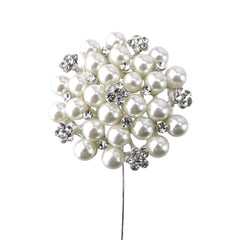 Rhinestone Pearl Cluster Pins, 3-1/2-Inch, 3-Count - Silver