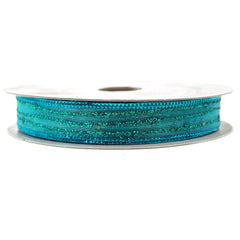 Sheer Glitter Stripe Corsage Ribbon, 5/8-Inch, 50-Yard