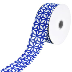 Christmas Crystal Pattern Faux Linen Wired Ribbon, 10-yard