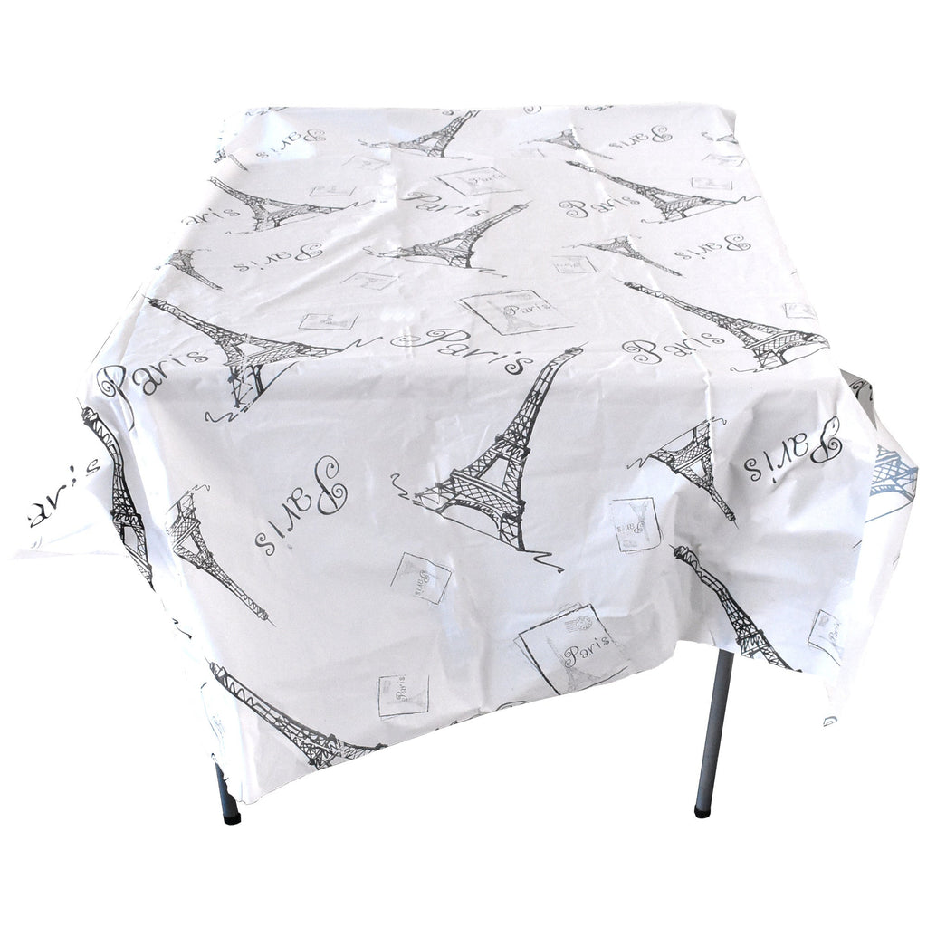 Paris Eiffel Tower Plastic Table Cover, 108-Inch x 54-Inch