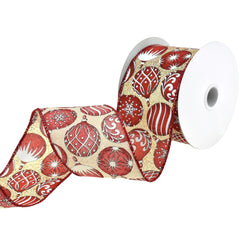 Christmas Iridescent Ornaments Wired Ribbon, 2-1/2-Inch, 10-Yard