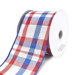 Color Chic Plaid Wired Edge Linen Ribbon, 2-1/2-Inch, 3-Yard
