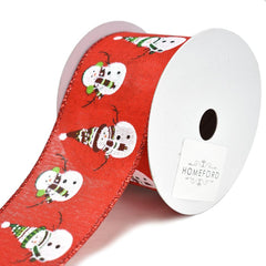 Dancing Snowmen Christmas Wired Ribbon, 2-1/2-Inch, 10-Yard