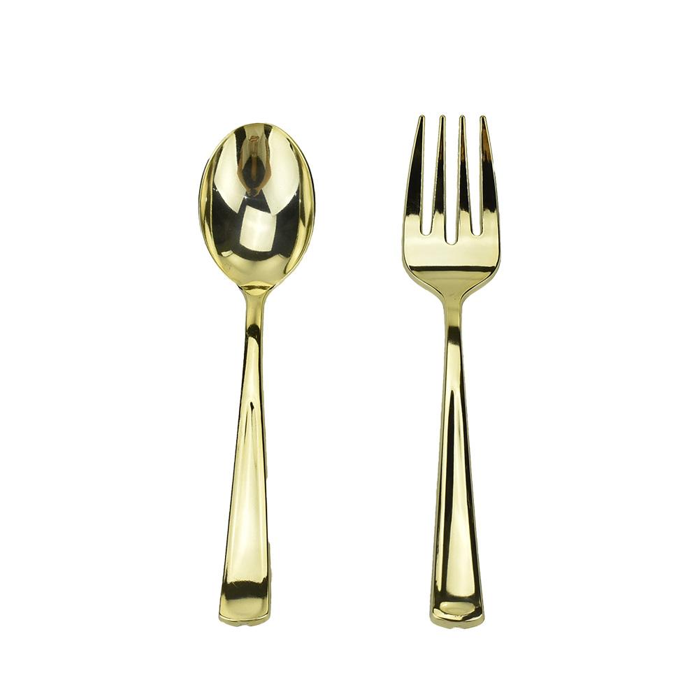 Disposable Party Serving Spoon and Fork, 10-Inch, 2-Piece