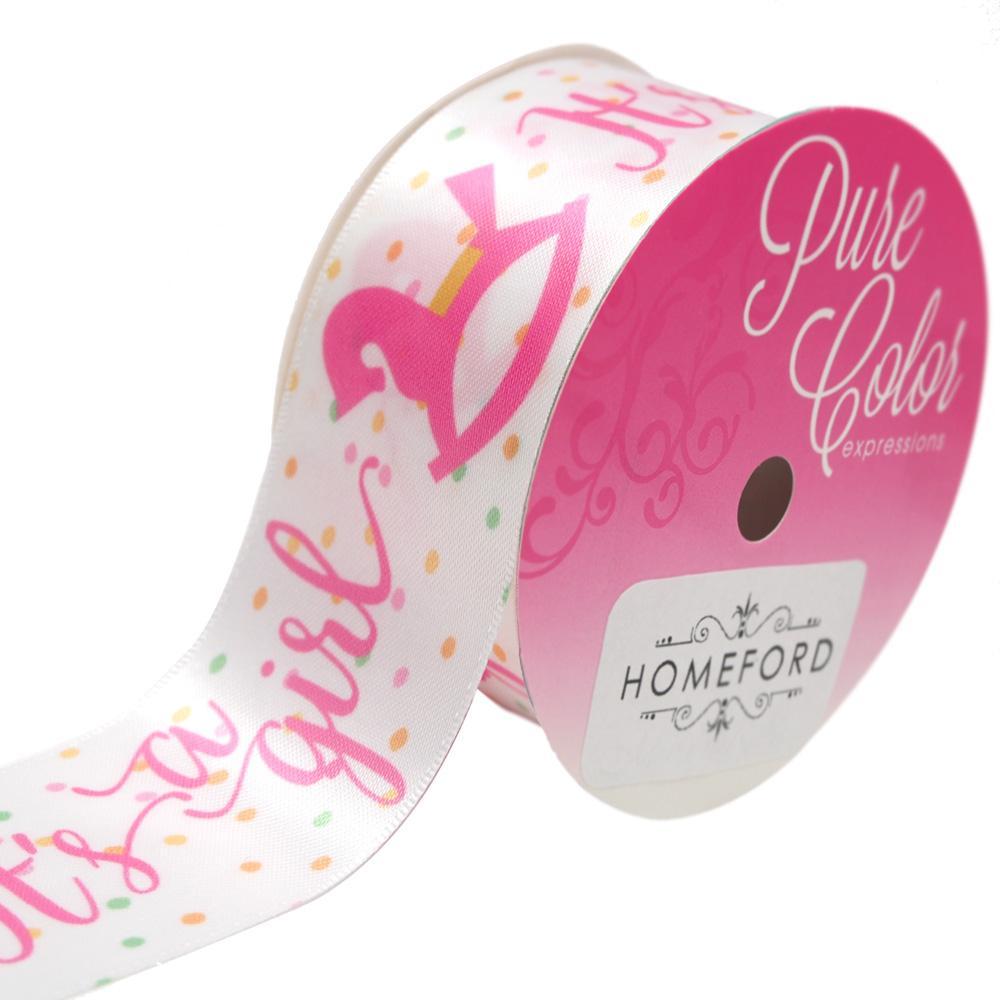 It's A Boy Girl Rocking Horse Satin Ribbon, 1-1/2-inch, 3-yard
