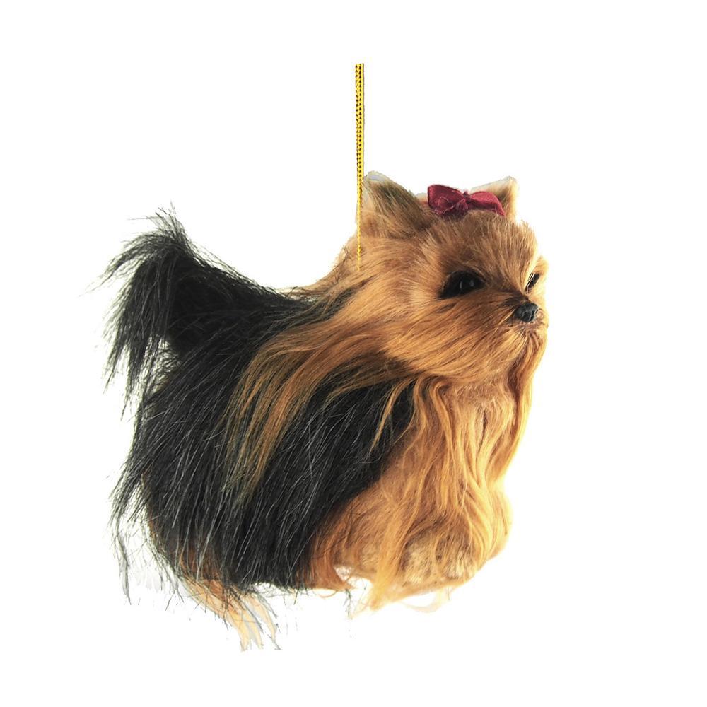 Yorkshire Terrier Plush Dog Christmas Ornaments, Black/Brown, 4-Inch