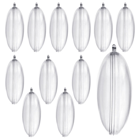 Fillable Plastic Clear Oval Ornament, 12-Count