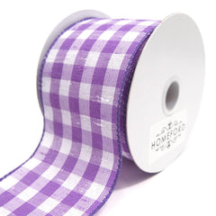 Colorful Gingham Checkered Linen Wired Ribbon, 10 Yards