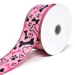 Doggy Paws and Bones Wired Linen Ribbon, 1-1/2-Inch, 10-Yard