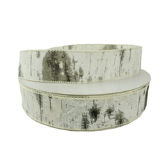 Christmas Birch Tree Canvas Wired Ribbons