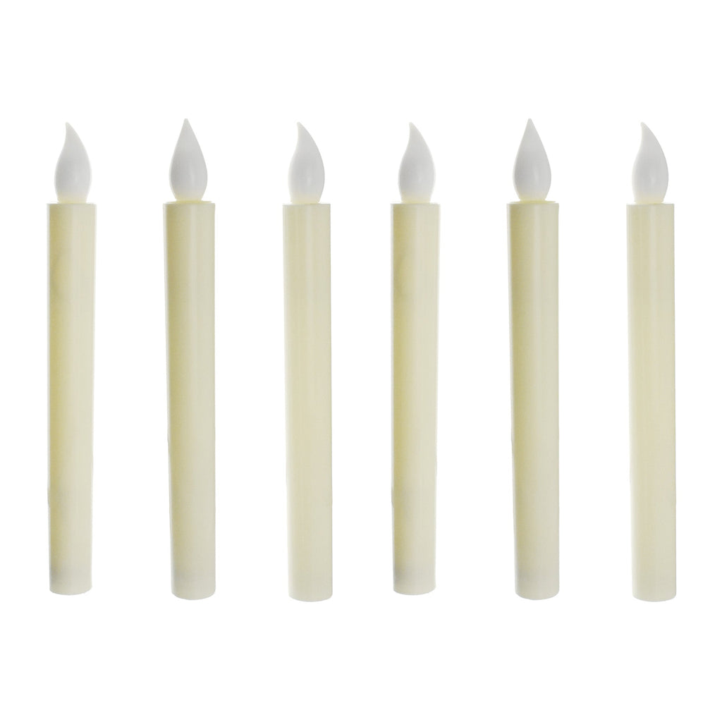 LED Plastic Flickering Taper Candle, White, 8-3/4-Inch, 6-Count