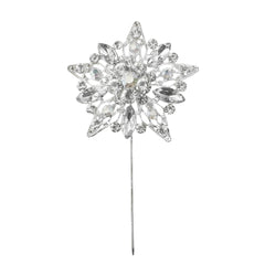 Rhinestone Star Floral Pins, 4-Inch, 3-Count - Silver
