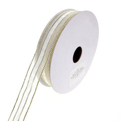 Sheer Metallic Iridescent Edge Natalia Ribbon, 5/8-Inch, 25-Yards