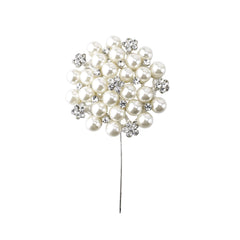 Rhinestone Pearl Cluster Pins, 3-1/2-Inch, 3-Count - Silver