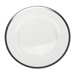 Metallic Trim Clear Round Plastic Charger Plate, 13-inch