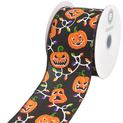 Halloween Jack-O'-Lantern Lights Stain Ribbon, 10-yard