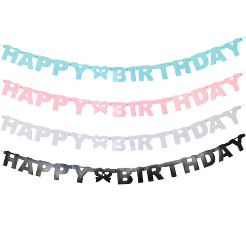 Happy Birthday Letter and Bow Banner, 4-1/4-Inch, 5-Feet