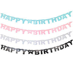 Happy Birthday Letter and Bow Banner, 4-1/4-Inch, 5-Feet