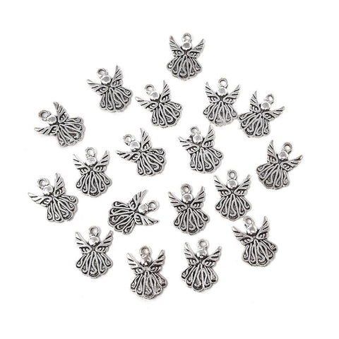 Small Cute Angel Metal Charms, Silver, 3/4-Inch, 18-Count