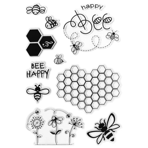 Bee Happy Reusable Craft Stamps, 2-1/2-inch, 10-piece