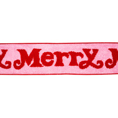 Textured Embroidered Merry Fused Dupioni Backed Wired Edge Ribbon, 4-inch, 5-yard