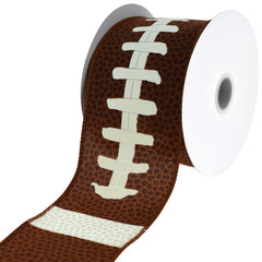 Football Pigskin Pattern Sports Wired Ribbon, 10-yard