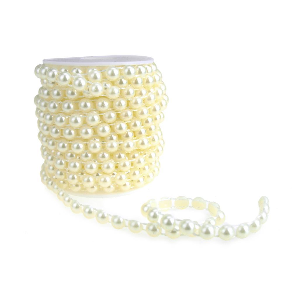 Plastic Flat Back Craft Pearl String, 8mm, 12-Yards