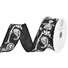Halloween Paisley Skull Satin Wired Ribbon, 10-yard
