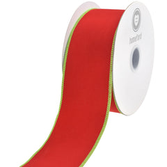Christmas Velvet Two-Tone Wired Ribbon, 10-yard