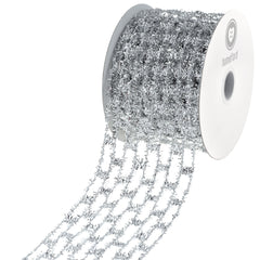 Christmas Expandable Sparkle Tinsel Wired Ribbon, 2-1/2-inch, 10-yard