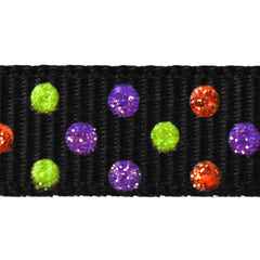 Halloween Polka Dots Grosgrain Ribbon, 3/8-inch, 10-yard