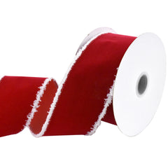 Christmas Velvet Frizette Edge Wired Ribbon, 2-1/2-inch, 10-yard