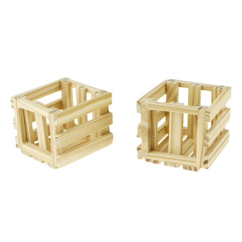Wooden Craft Slatted Deep Mini Crates, 2-inch, 2-count