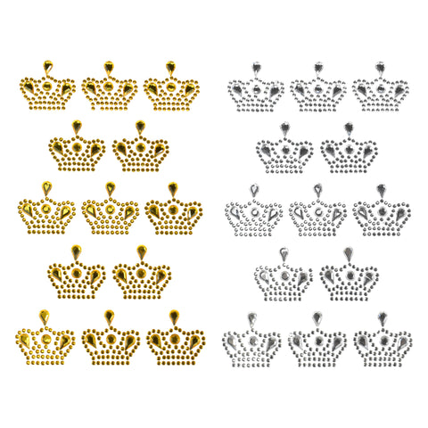 Crown Rhinestone Craft Stickers, 1-inch, 13-count