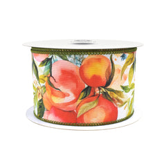 Spring Watercolor Peaches Deluxe Wired Ribbon, 10-yard