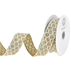 Scallop Weave Burlap Faux Linen Wired Ribbon, 1-1/2-inch, 10-yard